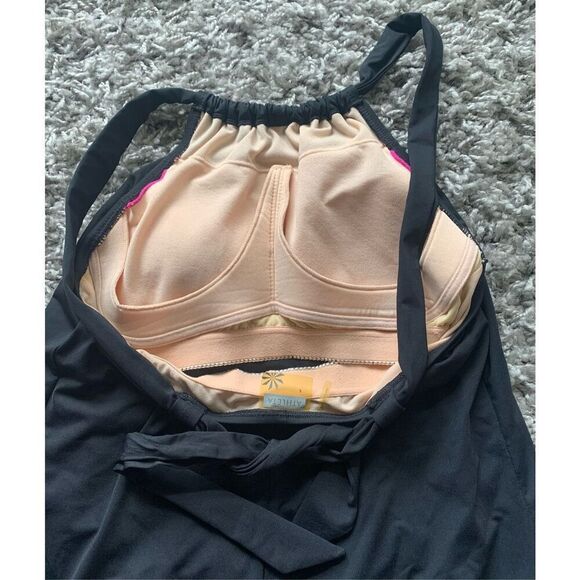 Athleta Kokomo black SHELF sport BRA Swim Sun Tank Dress sz M - Picture 7 of 8